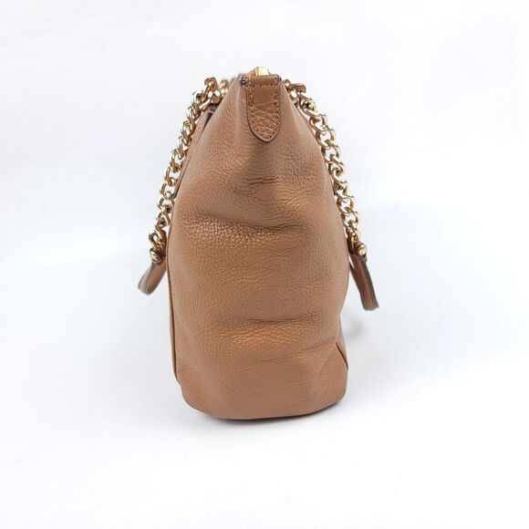 Coach F87775 Pebble Leather Ava Chain Tote Bag Shoulder Purse Tan Brown Chain - Picture 3 of 12